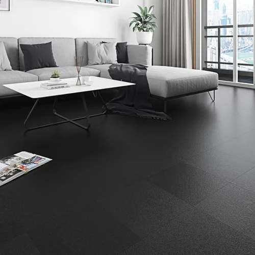 Miniatura 6 de Livelynine – Azulejos de despegar y pegar negro mate para el suelo del baño, azulejos impermeables para pegar en el suelo de la cocina, sótano, piso