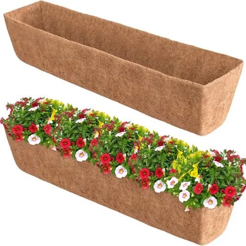 Miniatura 11 de Halatool Paquete de 2 forros de caja de ventana de 24 pulgadas, forro de repuesto de fibra de coco preformada, forros de fibra de coco natural