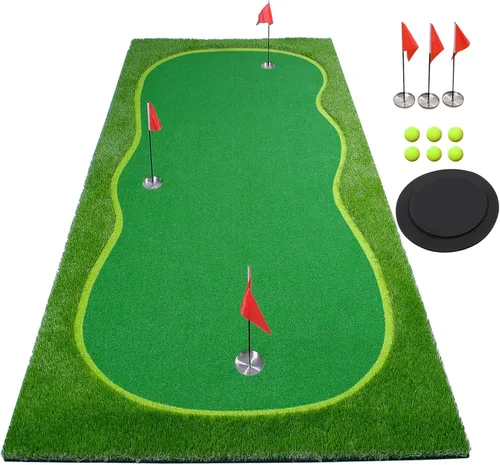 Miniatura 9 de Golf Putting Verde/Mat-Golf Training Mat - Alfombrilla profesional de práctica de golf - Putter largo desafiante verde para interiores y exteriores