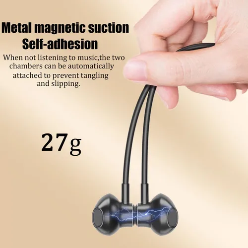 Miniatura 5 de Auriculares magnéticos con banda para el cuello, semiintraurales, IPX5, impermeables, alrededor del cuello, 8 horas de reproducción, Bluetooth V5.3