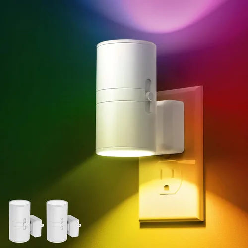 Miniatura 18 de L LOHAS LED Luz nocturna enchufable, paquete de 4, luces nocturnas regulables enchufables a la pared, luz nocturna con sensor de luz, blanco suave