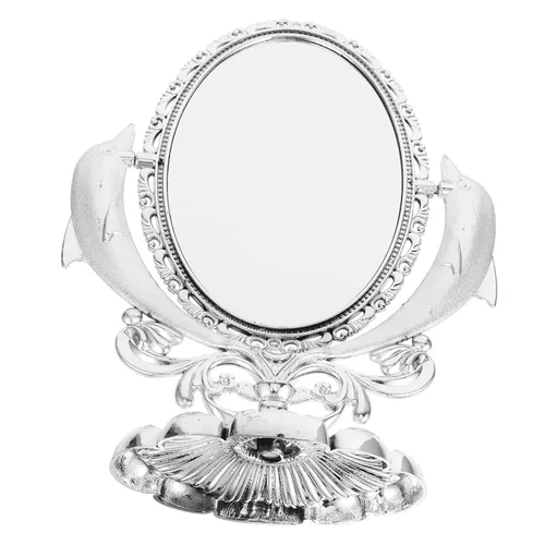 CHILDWEET Espejo de maquillaje de doble cara, espejo de escritorio giratorio para tocador de mesa, reflejo para aplicación de maquillaje, base