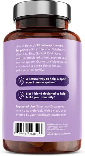 Miniatura 2 de Vitamin Bounty Apoyo inmunológico de saúco, con zinc, vitamina C y equinácea, mezcla avanzada 5 en 1, potente antioxidante, apoya el equilibrio