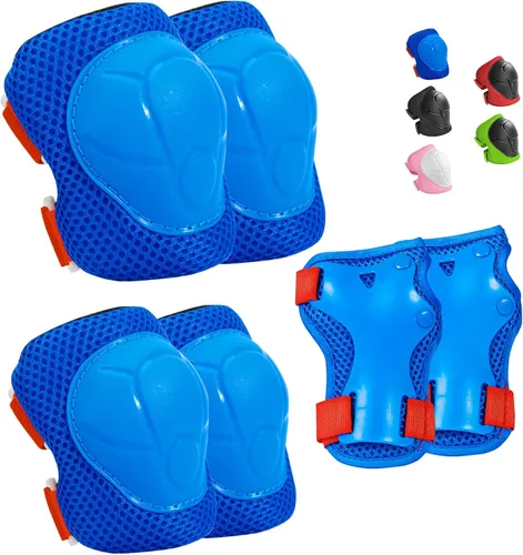 Miniatura 20 de Wemfg - Juego de protección para niños, rodilleras para niños de 3 a 14 años, rodilleras y coderas con protectores de muñeca 3 en 1 para patinaje
