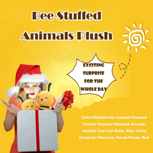 Miniatura 5 de 2 piezas de animales de peluche de abejorros suaves para decoración de fiesta, 7.9 pulgadas