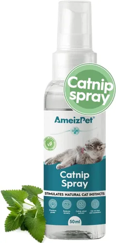 AmeizPet Spray de Hierba Gatera para Gatos, Spray para Arañar Gatos, Spray Transparente para el Comportamiento de Gatos y Gatitos 50 ml (1.69 Oz)