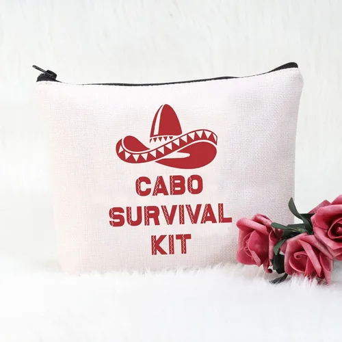 Miniatura 2 de POFULL Bolsa de cosméticos de boda de regalo para despedida de soltera de México, kit de supervivencia Cabo San Lucas