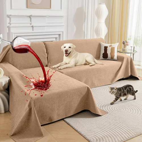 Miniatura 11 de Deep Dream Fundas para sofá modular, 2 piezas, 100% impermeable, funda de sofá en forma de L, funda de sofá antideslizante para perros y gatos