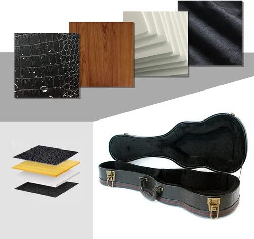 Miniatura 6 de Estuche rígido para ukelele, funda para ukelele de concierto, 23/24 pulgadas, superficie de cuero con patrón de cocodrilo con interior de felpa
