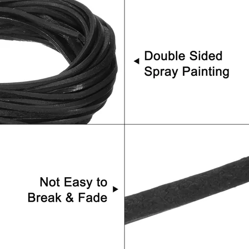 Miniatura 3 de uxcell Cordón de cuero plano de 5.5 yardas, 0.079 in, tiras de cuero de 0.079 pulgadas de grosor, cuerdas de cordones para manualidades, Negro