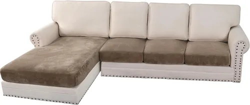 Miniatura 231 de H.VERSAILTEX - Funda de terciopelo elástica y afelpada para protección de cojines de sofá biplaza, silla o sofá, 2 piezas, tamaño grande, color gris