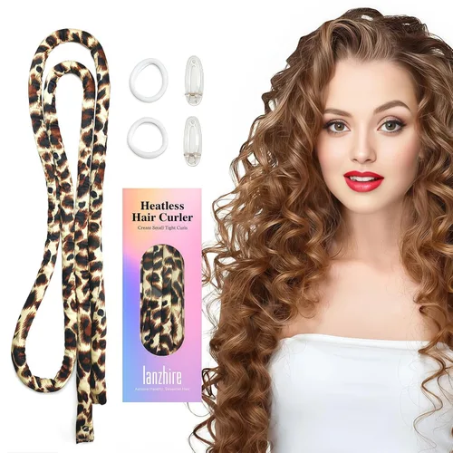 Lanzhire Diadema pequeña con varilla rizadora sin calor, para cabello largo y corto, material de satén, diadema de rizos sin calor durante la noche,