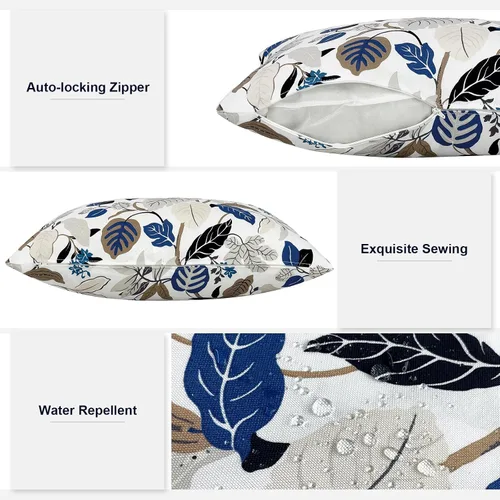 Miniatura 630 de Juego de 2 almohadas para exteriores de 16 x 16 pulgadas, repelentes al agua con interiores, para muebles de patio, hogar, jardín, geometría bohemia