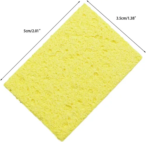 Miniatura 2 de Reemplazo de esponja de limpieza de soldador, almohadillas limpias, rectángulo, amarillo, 2.008 in x 1.378 in, paquete de 10