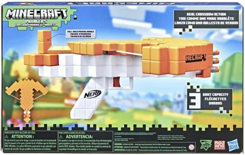 Miniatura 7 de Nerf Ballesta ballesta de Minecraft Pillager, ballesta real, acción de ballesta real, incluye 3 dardos oficiales Nerf Elite 42787, multicolor