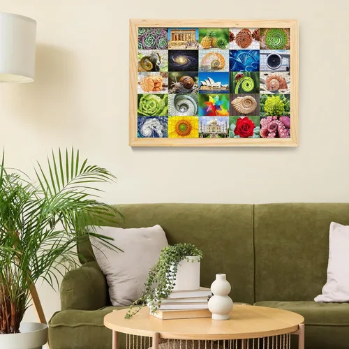 Miniatura 7 de BenBen Rompecabezas de 1000 piezas para adultos, 25 espirales de Fibonacci en la naturaleza, rompecabezas con letras en la parte posterior