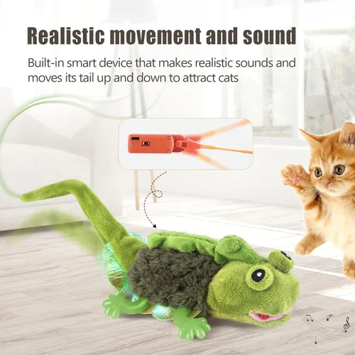 Miniatura 3 de Migipaws Juguetes para Gatos, Lagarto con Ala Que Despliega y Trino Activado por Toque para Gatito con Hierba Gatera para Gatos de Interior, Verde
