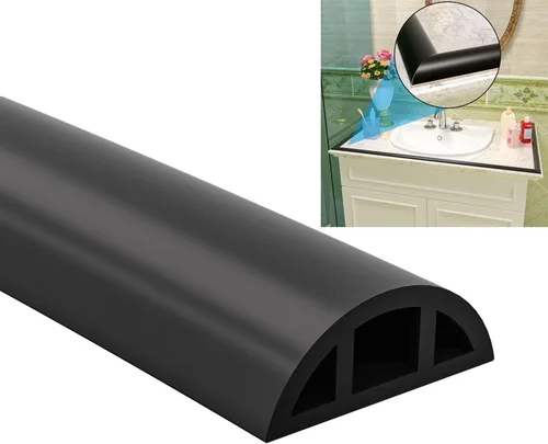 Presa de agua plegable de 78 pulgadas para umbral de ducha con forma de arco de 0.47 pulgadas de alto, barrera negra para detener el agua, mantiene