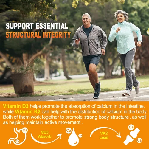 Miniatura 4 de Gomitas de vitamina D3 K2 para adultos – Vitamina D3 5000IU + K2 (MK-7) 120mcg – Suplementos D3 y K2 sin azúcar con omega-3, metilo B12, B9, B6