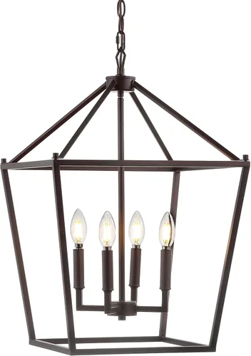 Miniatura 23 de JONATHAN Y Linterna colgante LED de 10 pulgadas de bronce aceitado/latón dorado con 3 luces, lámpara de araña clásica y moderna de granja para isla