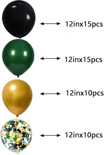 Miniatura 2 de We Moment Globos negros de 12 pulgadas color verde oscuro y dorado metálico cromado con globos de confeti, para baby shower, decoración de fiesta