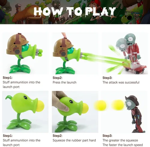Miniatura 4 de Maikerry Juego de 7 figuras de PVZ con diseño de plantas, gran cumpleaños, Navidad, para niños y niñas, con mapa de campo de batalla