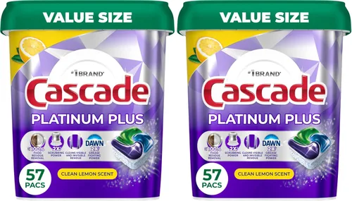 Miniatura 13 de Cascade Platinum Plus Cápsulas para lavavajillas, detergente para lavavajillas, jabón detergente para platos, limón, 47