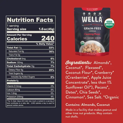 Miniatura 2 de Cereal de Avena Alternativa Wella, Cereal Caliente para el Desayuno Libre de Gluten, Sin Granos Paleo Orgánico Vegano Alto en Proteínas