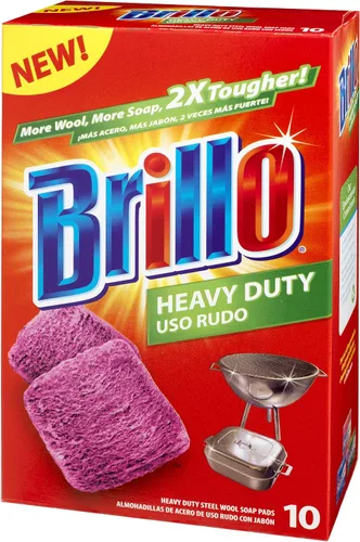 Brillo Almohadillas de jabón de lana de acero resistente, aroma rojo original (resistente, 10 unidades (paquete de 1))