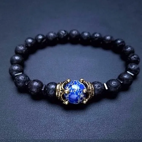 Miniatura 4 de Pulsera de lujo con cuentas de piedra natural de ojo de tigre para hombre, estilo 2