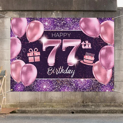 Miniatura 7 de pancarta grande rosa con texto en inglés “Happy Birthday