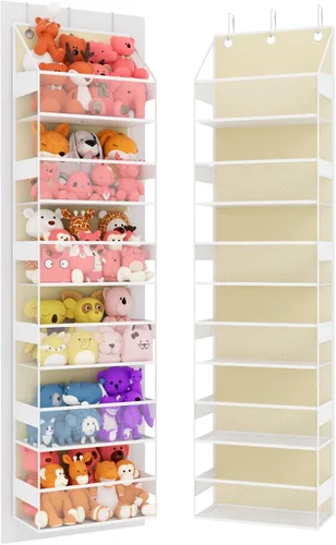 Organizador colgante para colgar sobre la puerta con 6 estantes, almacenamiento de animales de peluche, almacenamiento detrás de la puerta para