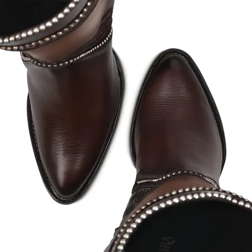 Miniatura 8 de Cuadra Botas altas de mujer en piel bovina con cremallera marrón
