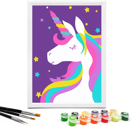 Miniatura 11 de Nariolar Pintura por números para niños de 8 a 12 años con cartón preimpreso de 7 x 9.5 pulgadas, 12 macetas de pintura acrílica y 3 pinceles