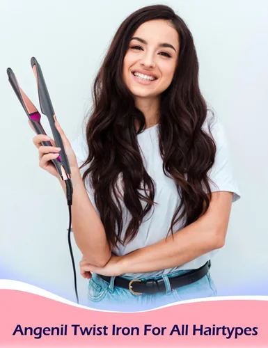 Miniatura 3 de ANGENIL Plancha Plana de Cerámica Pro Twist de 1 Pulgada, Alisador y Rizador de Cabello de Doble Voltaje 2 en 1, Multi-Estilizadores Plancha Plana