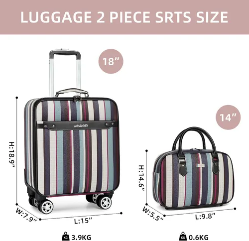 Miniatura 7 de LARVENDER Juego de equipaje vertical Softside 2 piezas, Azul, 34 ES