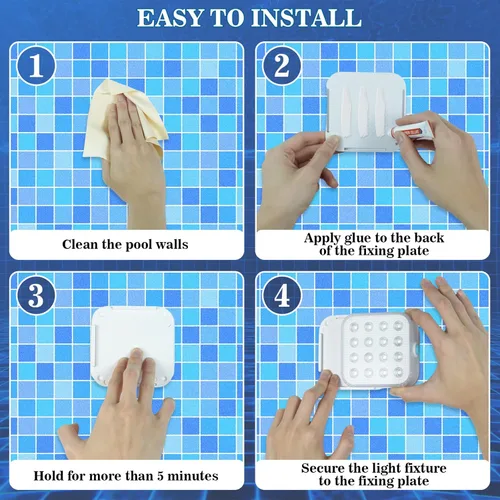 Miniatura 7 de Luces de piscina recargables con control remoto, 16 luces LED sumergibles con cambio de color, impermeables para piscina enterrada, estanques