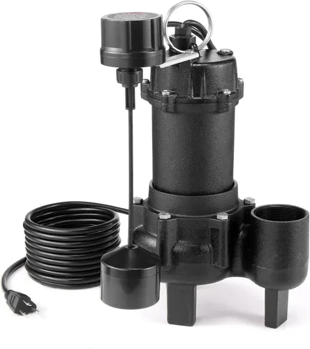 Miniatura 12 de VEVOR Bomba sumergible para aguas residuales, 1/3 HP, bomba de aguas residuales/efluentes de hierro fundido de 3000 GPH con interruptor flotador