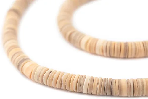TheBeadChest - Cuentas Heishi de concha natural beige (0.315 in)