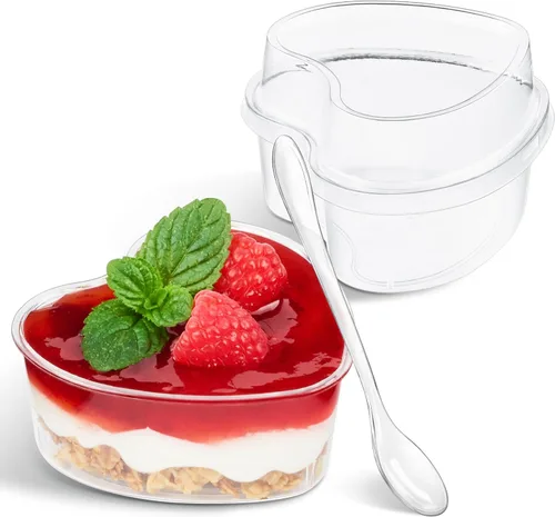 Miniatura 8 de TOFLEN Paquete de 100 mini tazas cuadradas de postre de 3 onzas con cucharas de plástico transparente para fiestas, yogur, parfait, pastel de queso