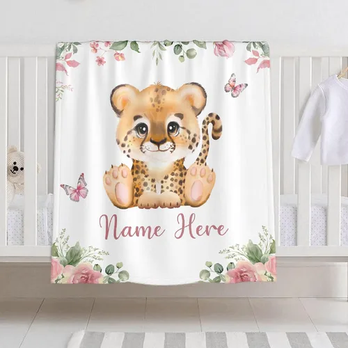 Miniatura 17 de Manta de bebé personalizada para niñas y niños, manta de bebé personalizada con nombre de bosque de animales para niños pequeños, baby shower