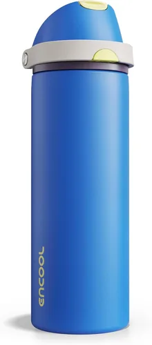 Miniatura 56 de ENCOOL Botella de agua aislada con popote, botella de agua de acero inoxidable con tapa de botón, a prueba de fugas y sin BPA, mantiene el frío Atún