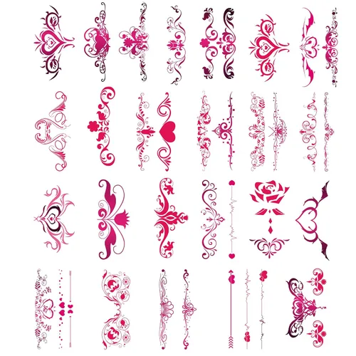 Miniatura 9 de Tatuajes de niña traviesa de 24 hojas, tatuajes temporales de ala negra para mujeres, damas y niñas, diseños de flores sexys para la parte inferior