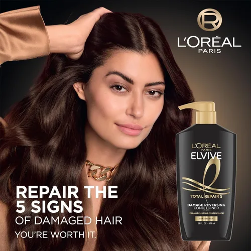 Miniatura 3 de L'Oreal Paris Elvive Total Repair 5 Acondicionador Reparador para Cabello Dañado Acondicionador con Proteína y Ceramida para Cabello Fuerte Sedoso