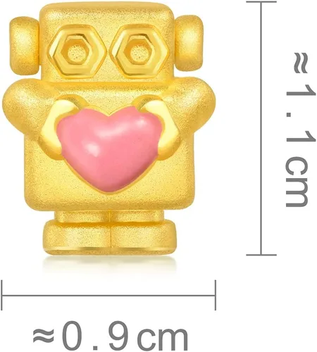 Miniatura 5 de CHOW SANG SANG 999 24K oro sólido Love Robot Mini Charm pulsera para mujer 92435C, Oro