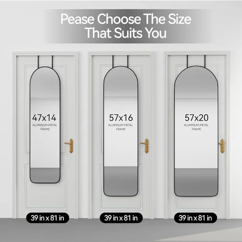 Miniatura 7 de SCWF-GZ Espejo de cuerpo completo de 47 x 14 pulgadas para colgar en la puerta, colgar en la pared, marco de metal, espejos de arco para dormitorio