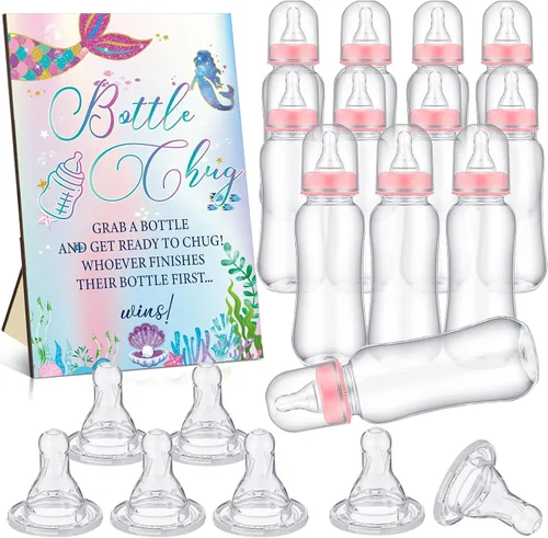 Miniatura 30 de TrelaCo Safari Cool Baby Shower Games Bottle Chug Sign Wooden Jungle Animals Set de regalo para revelación de género suministros de fiesta y 12