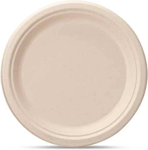 Miniatura 2 de GUSTO Platos de papel Kraft 100% compostables de 9 pulgadas [125 unidades] Vajilla desechable ecológica y resistente, platos llanos de bagazo