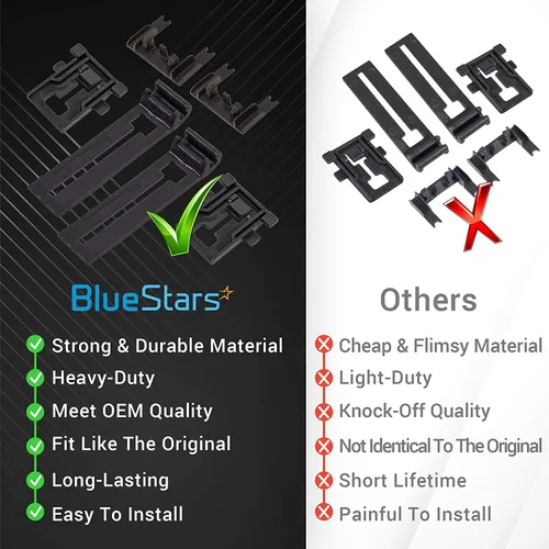 Miniatura 2 de BlueStars (Actualización) Premium W10195839 & W10195840 & W10250160 Posicionador Ajustador, Ajustador de Rack y Brazo Ajustador Clip-Lock Kit