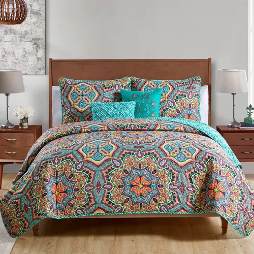 Miniatura 14 de VCNY HOME Yara Collection - Juego de edredón reversible ultra suave, ligero, fresco y transpirable, lavable a máquina, individual XL, aguamarina, 4
